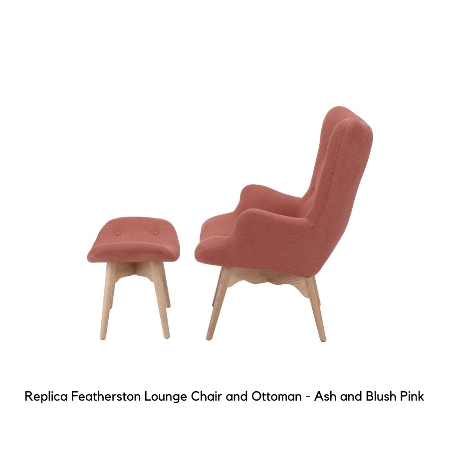 Replica Featherston Lounge Chair and Ottoman in Blush Pink Blush Pink Lounge Chair