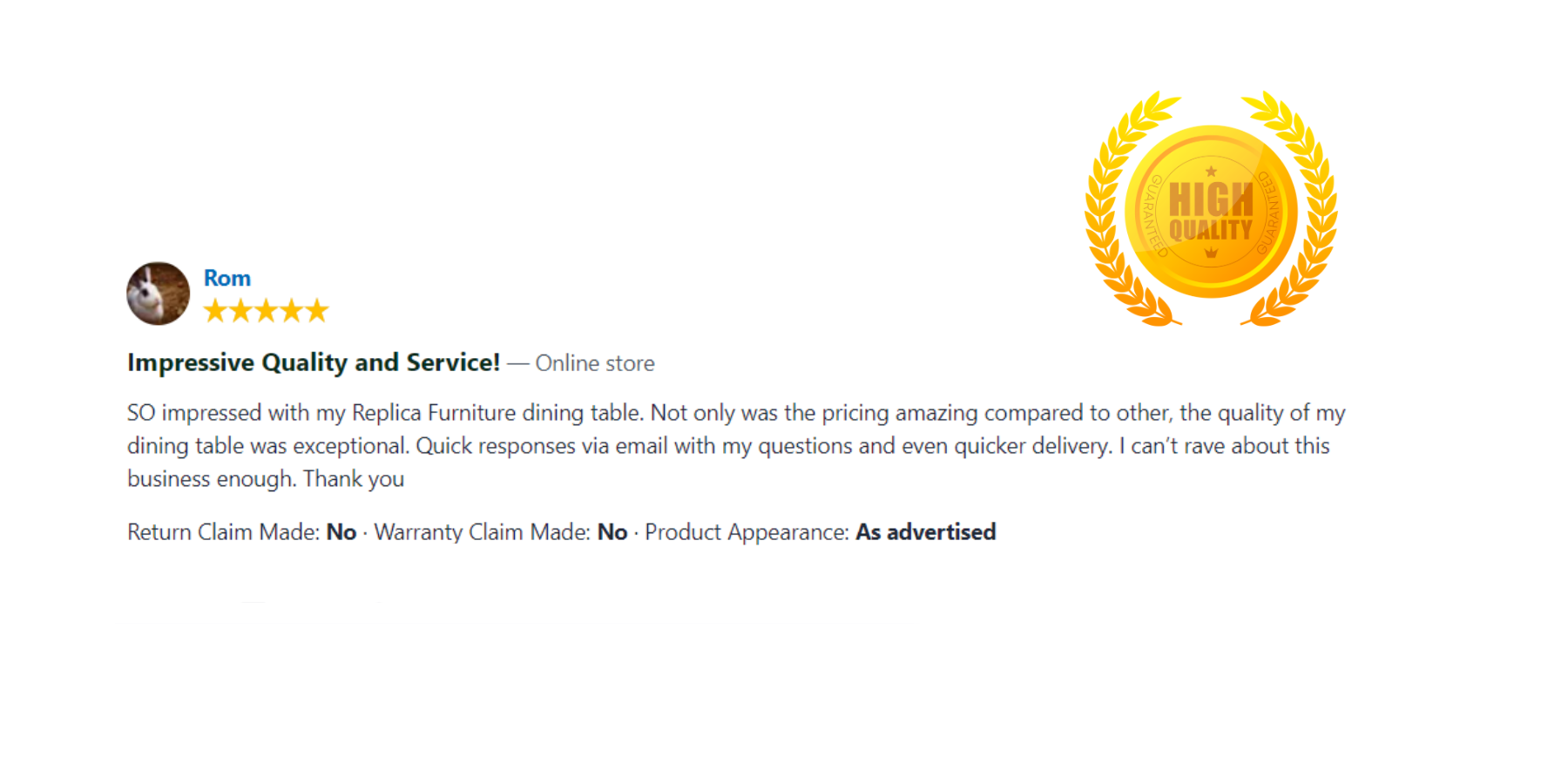 Enjoy Fantastic Service from the Team at Replica Furniture