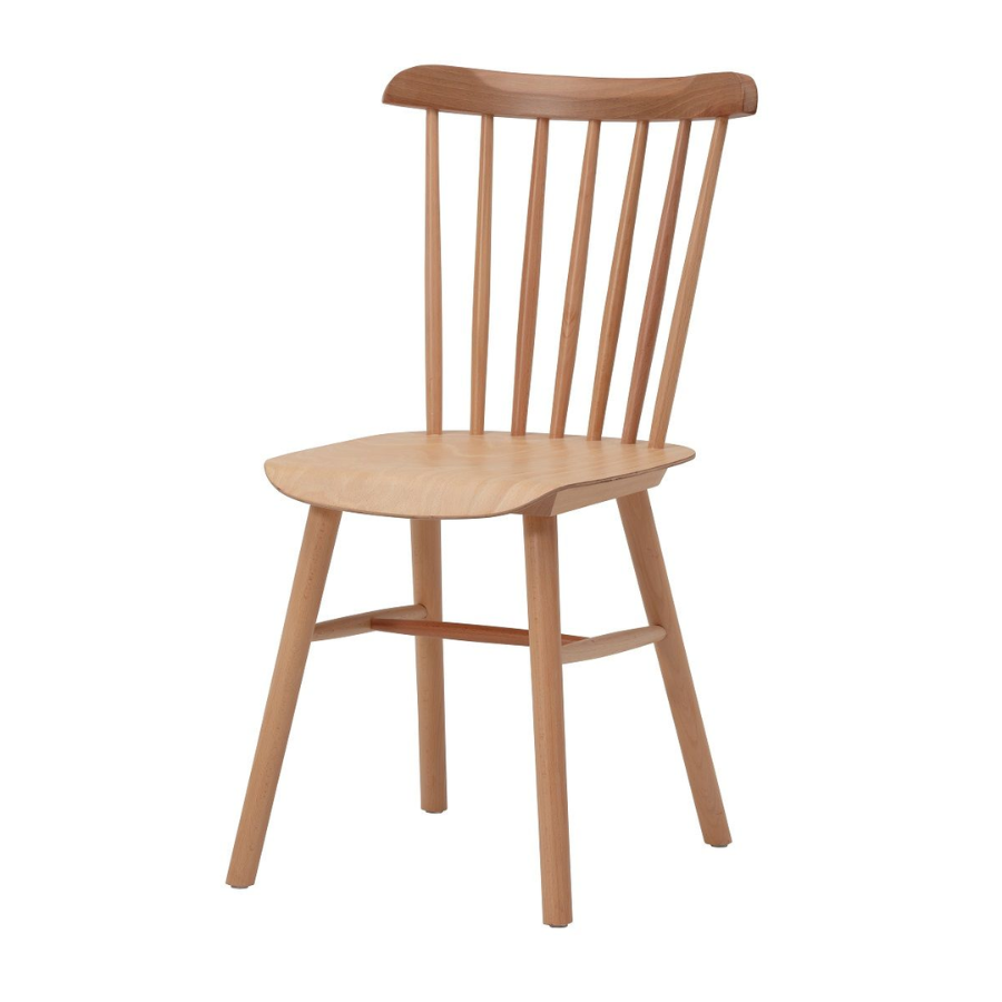 Natural colour Beech Timber Dining Chair with Spindle Back and Moulded Ply Seat