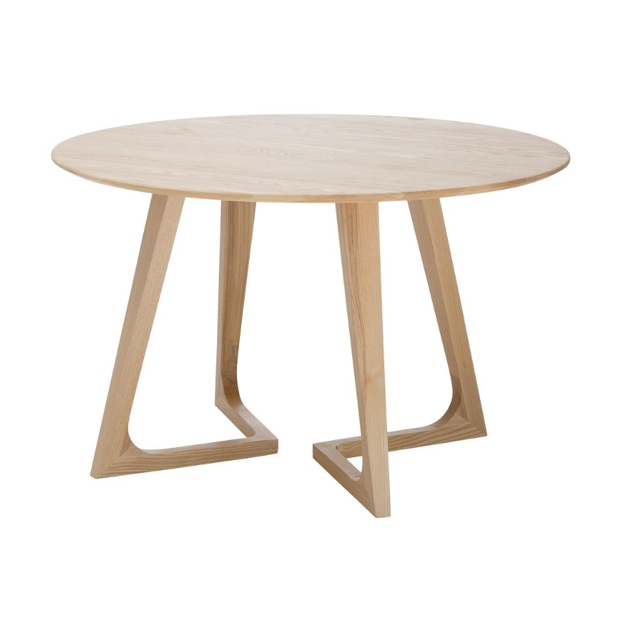 Solid Ash Timber Round Dining Table 120cm Diameter with Angled Legs