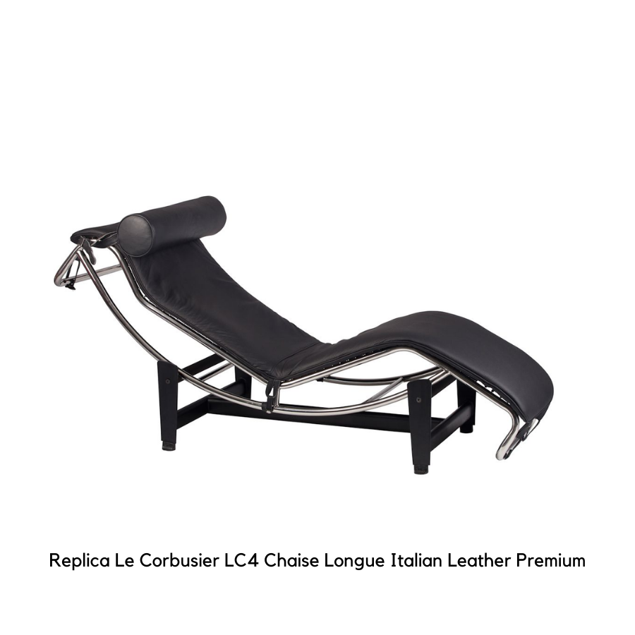 Black leather chaise longue 