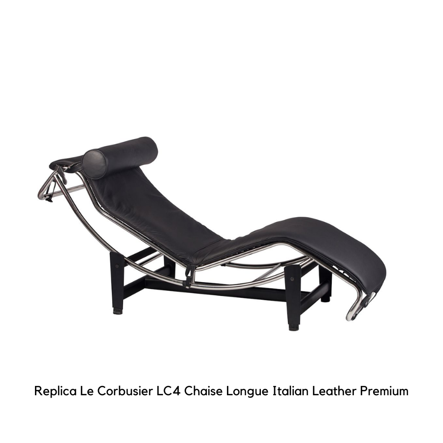 Replica Le Corbusier LC4 Chaise Longue Italian Leather Premium Black leather chaise longue