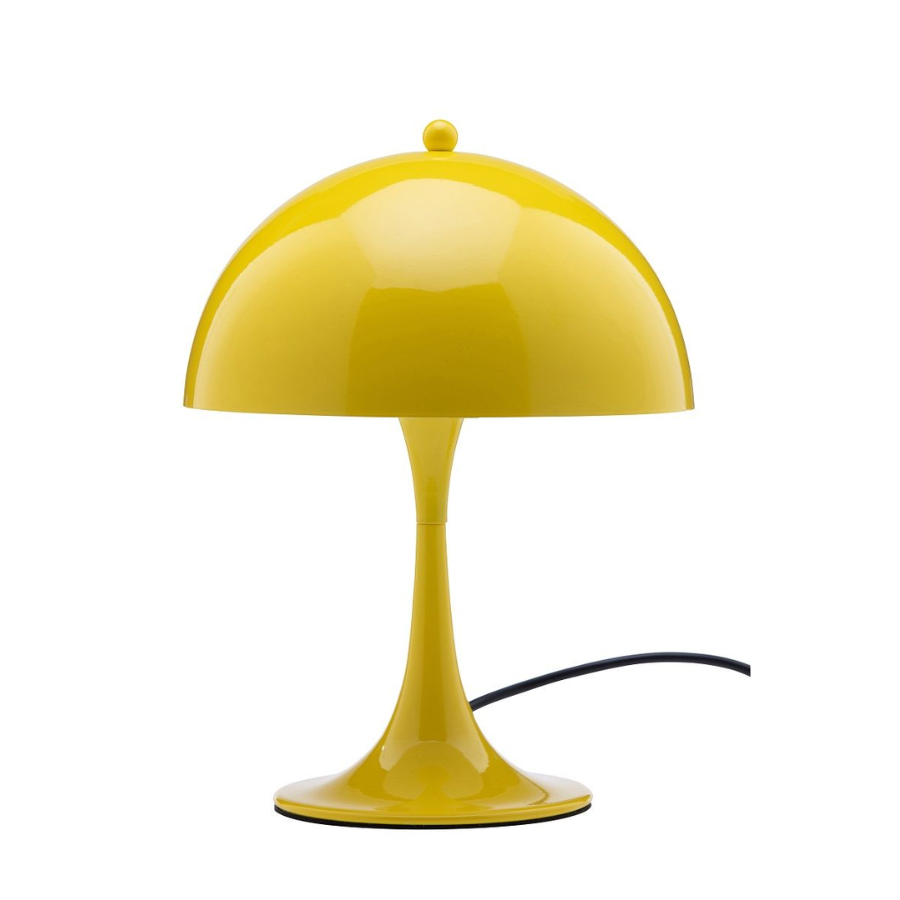 Replica Mini Panthella Yellow Bedside Lamp Yellow Retro Lamp with Domed Shade and Glossy Finish