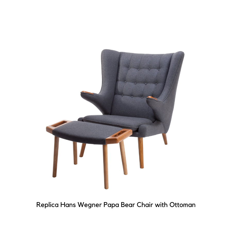 Replica Hans Wegner Papa Bear Chair with Ottoman