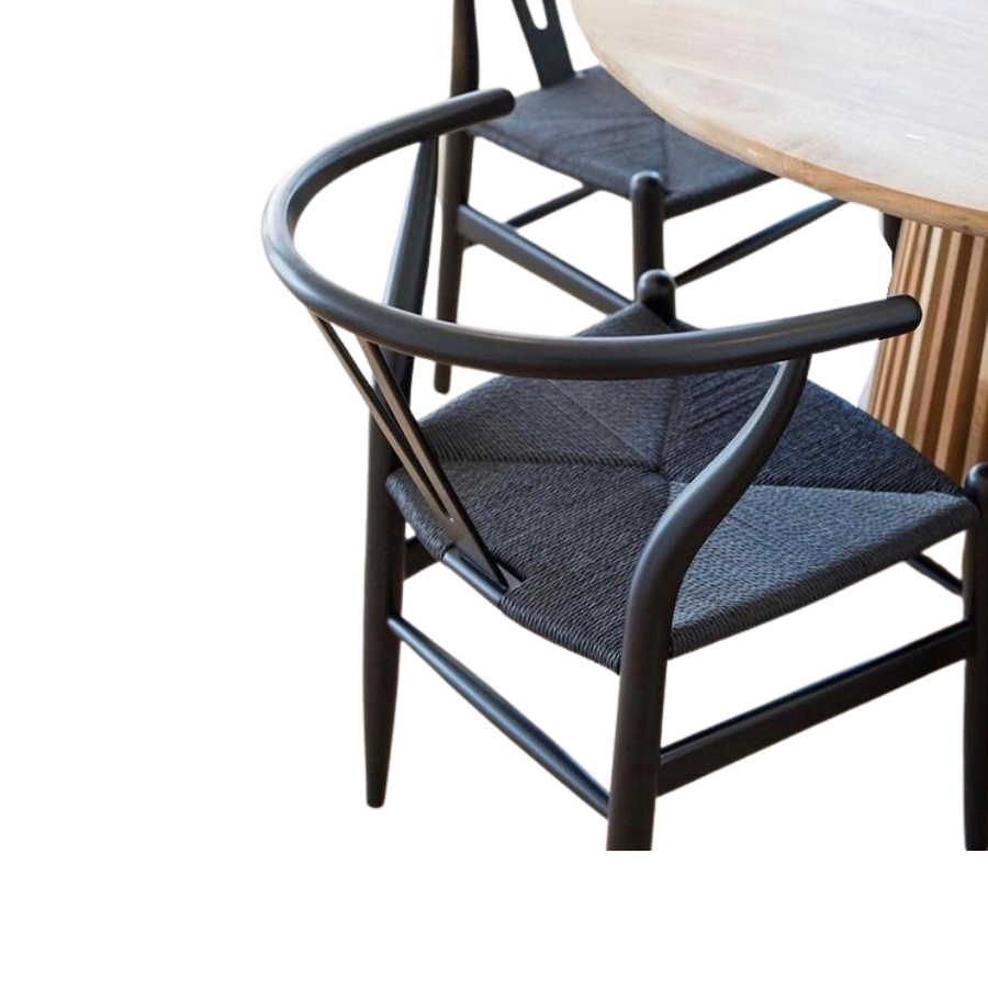 Replica Hans Wegner Wishbone Chair Black with Black Cord Seat