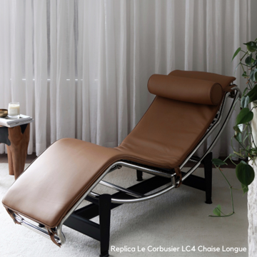 Replica Le Corbusier LC4 Chaise Longue - Cognac Italian Leather Leather chaise longue in tan