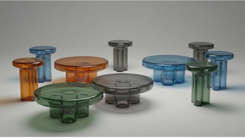 Napier Coloured Glass Coffee and Side Tables styled in a modern Sydney apartment