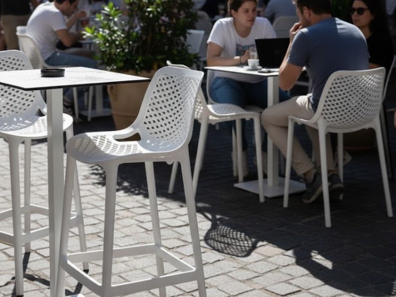 Shop the durable Ozone Bar Stool. Close-up of the Replica Ozone Bar Stool surface, highlighting the UV-stabilized polypropylene for weather resistance.