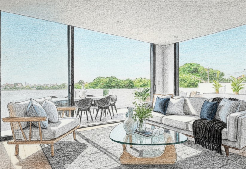 Discover the sculptural beauty of iconic coffee tables. Replica Isamu Noguchi Coffee Table with simple decor in a minimalist living space.