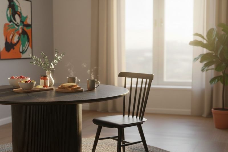 View the durable Tully Round Dining Table range. Tully Round Dining Table in Oak Veneer, offering a hard-wearing surface and safe rounded edges for families.